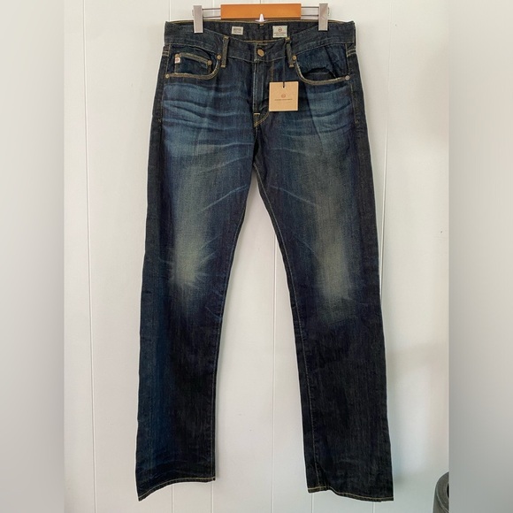 NWT AG Adriano Goldschmied Jeans The Geffen Easy Slim Denim Blue Distressed New - Picture 2 of 9